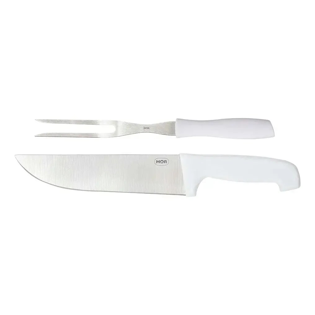 Kit de Churrasco Assador Faca e Garfo Branco Mor - foto 1