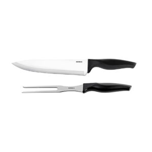 Jogo Churrasco Brinox Faca e Garfo Trinchante Cross Preto