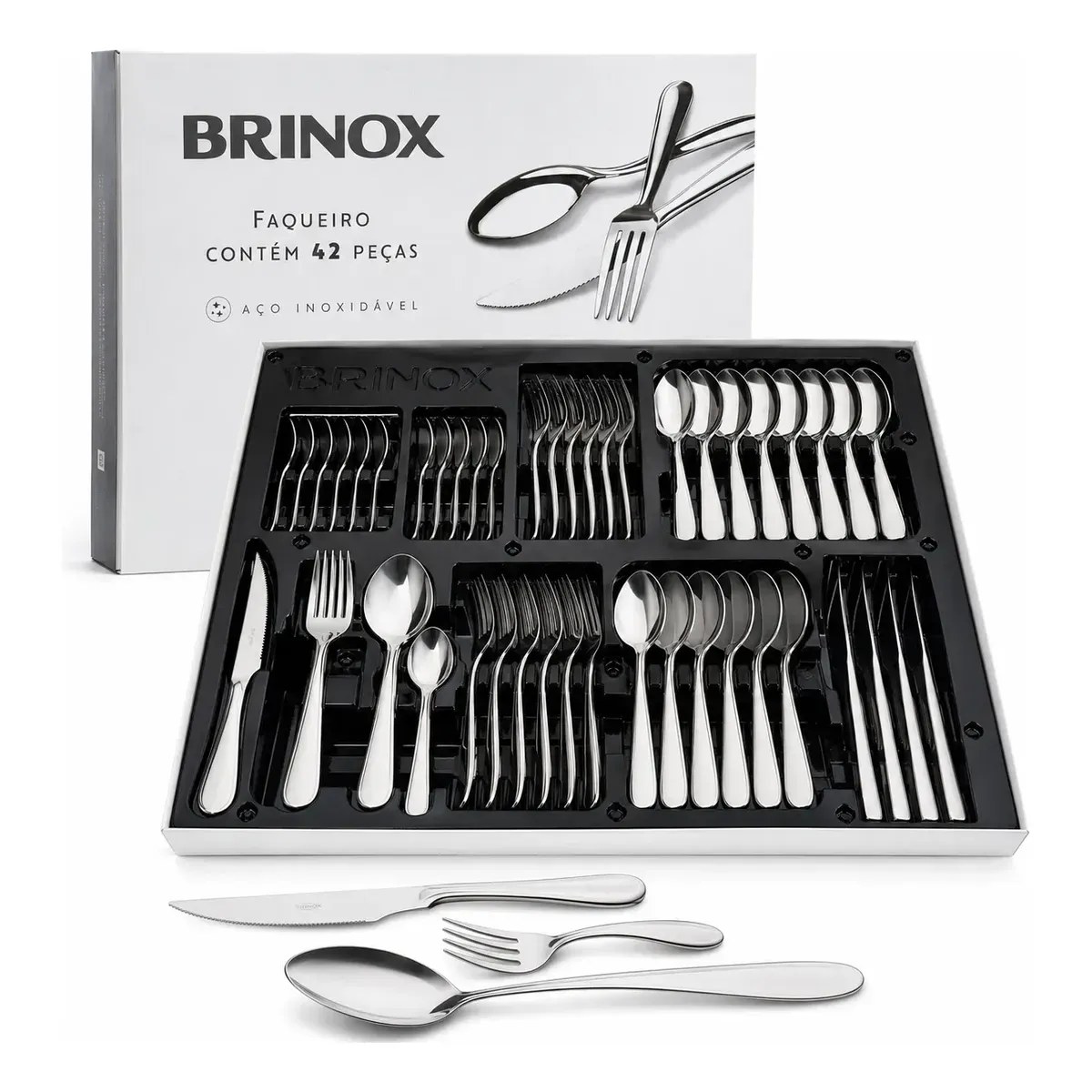 Faqueiro Premium Brinox Bellagio 42 Peças Aço Inox - foto 1