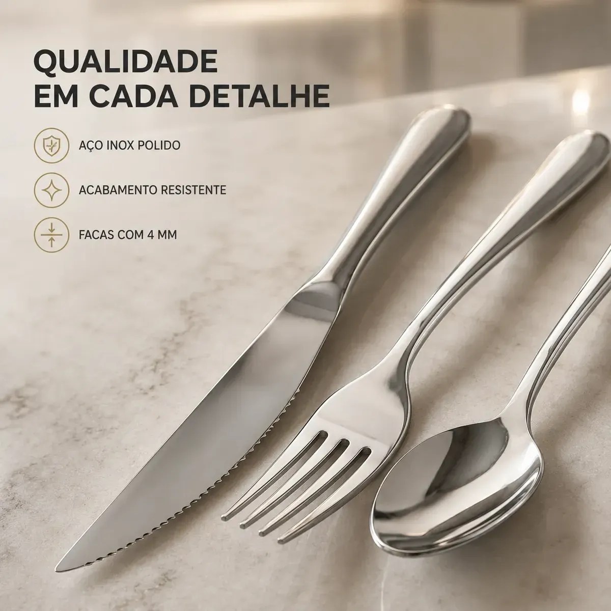 Faqueiro Premium Brinox Bellagio 42 Peças Aço Inox - foto 4