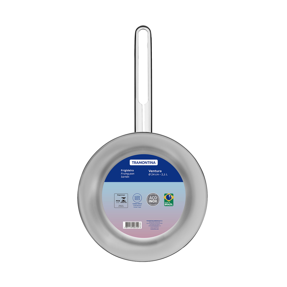 Frigideira Tramontina Ventura Aço Inox com Fundo Triplo 24 cm - foto 1