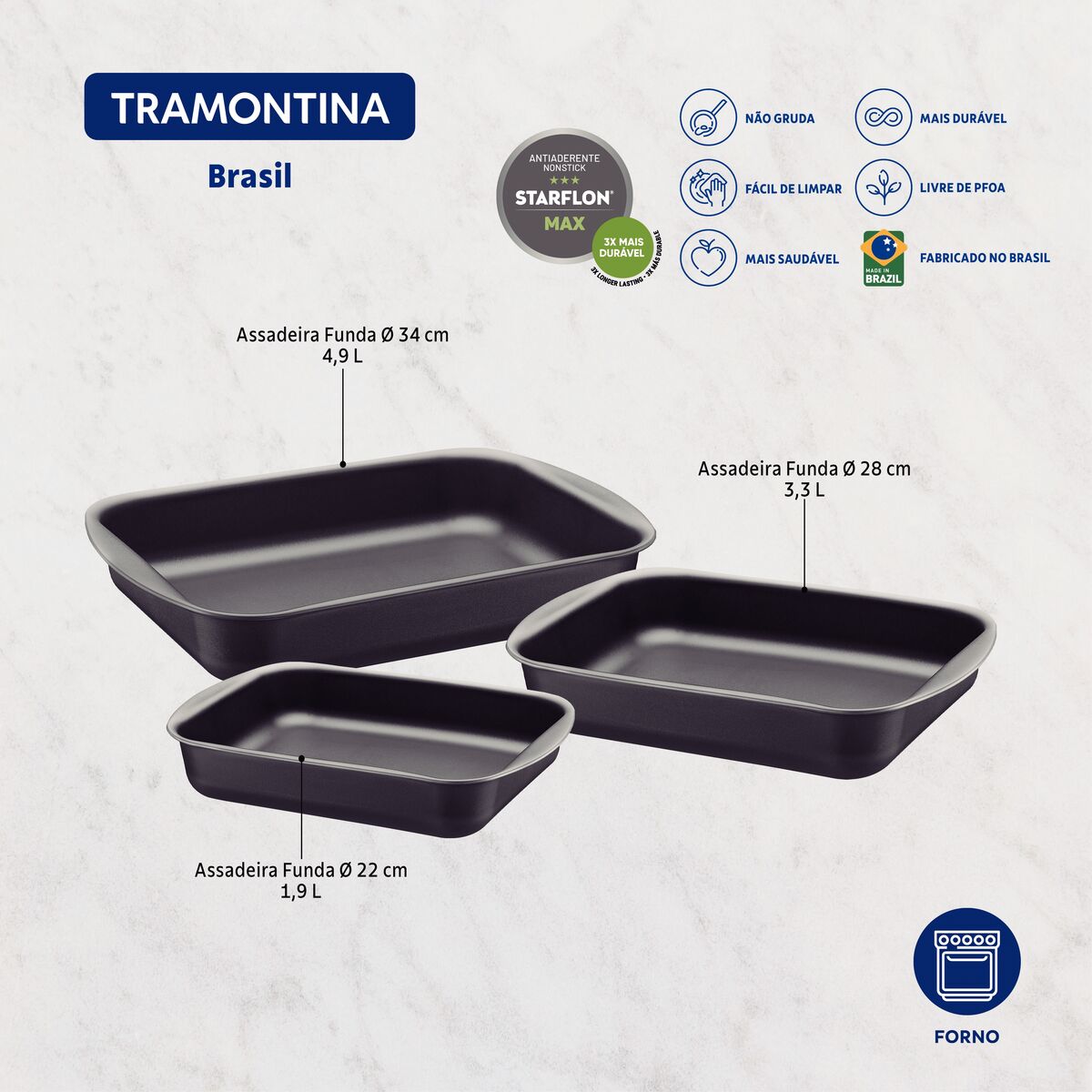 Jogo de Assadeiras 3 Peças Brasil Grafite Tramontina - foto 4