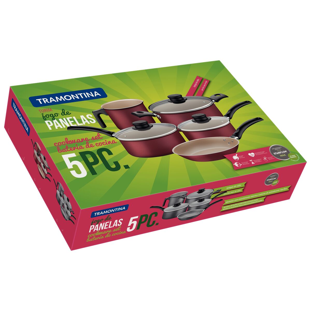 Kit Panelas Turim Vermelho Tramontina Antiaderente - foto 3