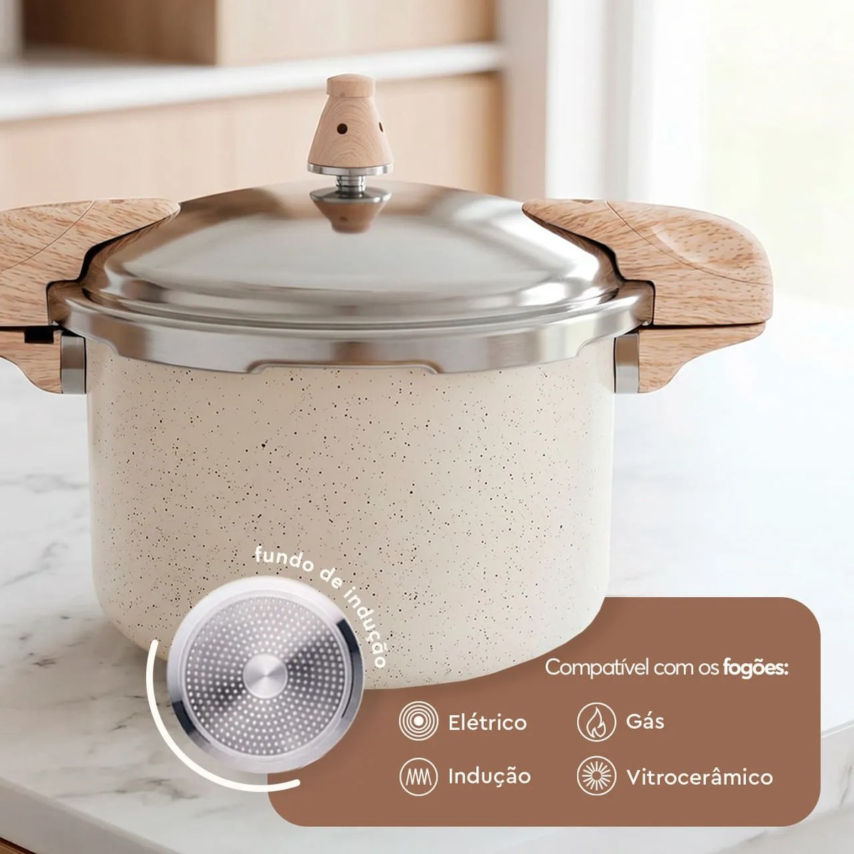 Panela de Pressão Ceramic Life 5,4L Vanilla Indução - foto 3
