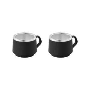 Conjunto de Xícaras para Café Tramontina Empilháveis Aço Inox ABS Preto 2 Peças - foto 1