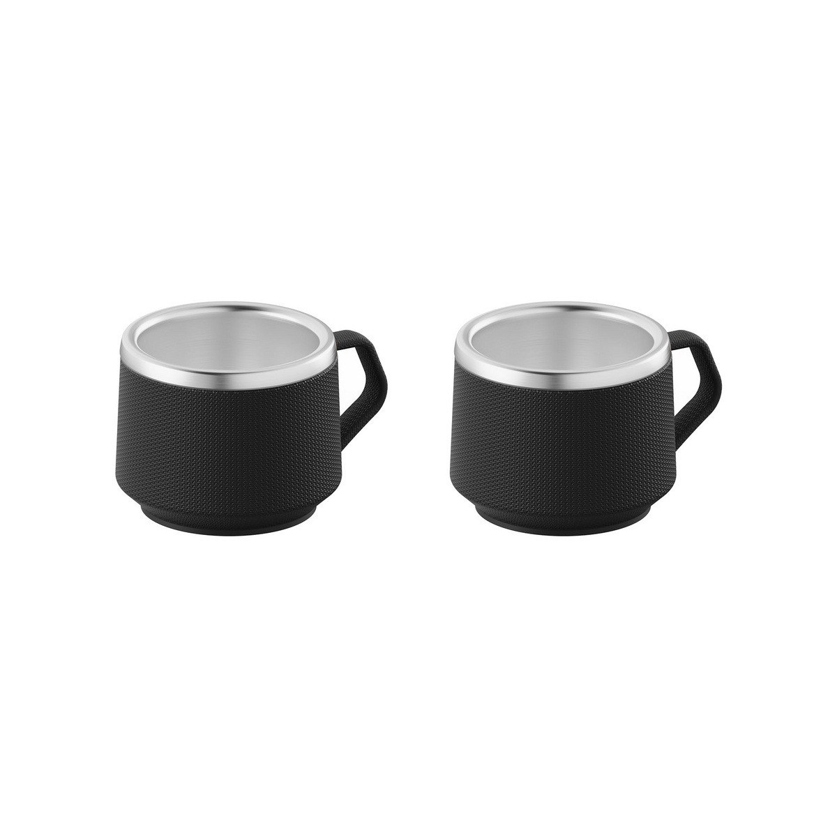 Conjunto de Xícaras para Café Tramontina Empilháveis Aço Inox ABS Preto 2 Peças - foto 1