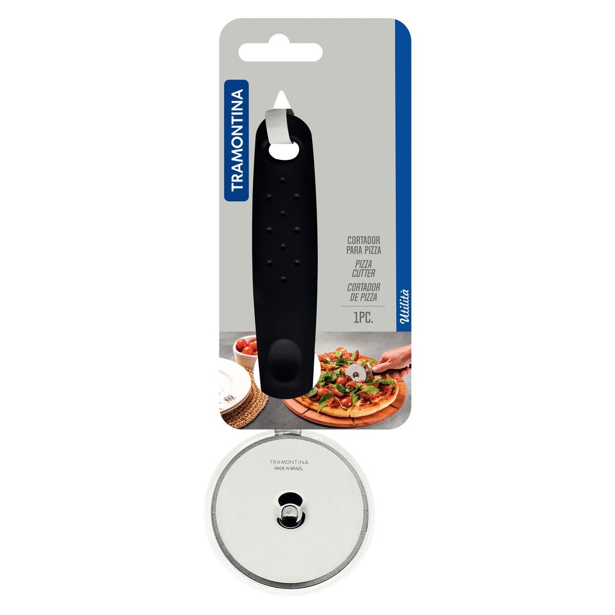 Cortador para Pizza Utilitá Preto - Lâmina de Aço Inox e Cabo de Polipropileno - Imagem 3
