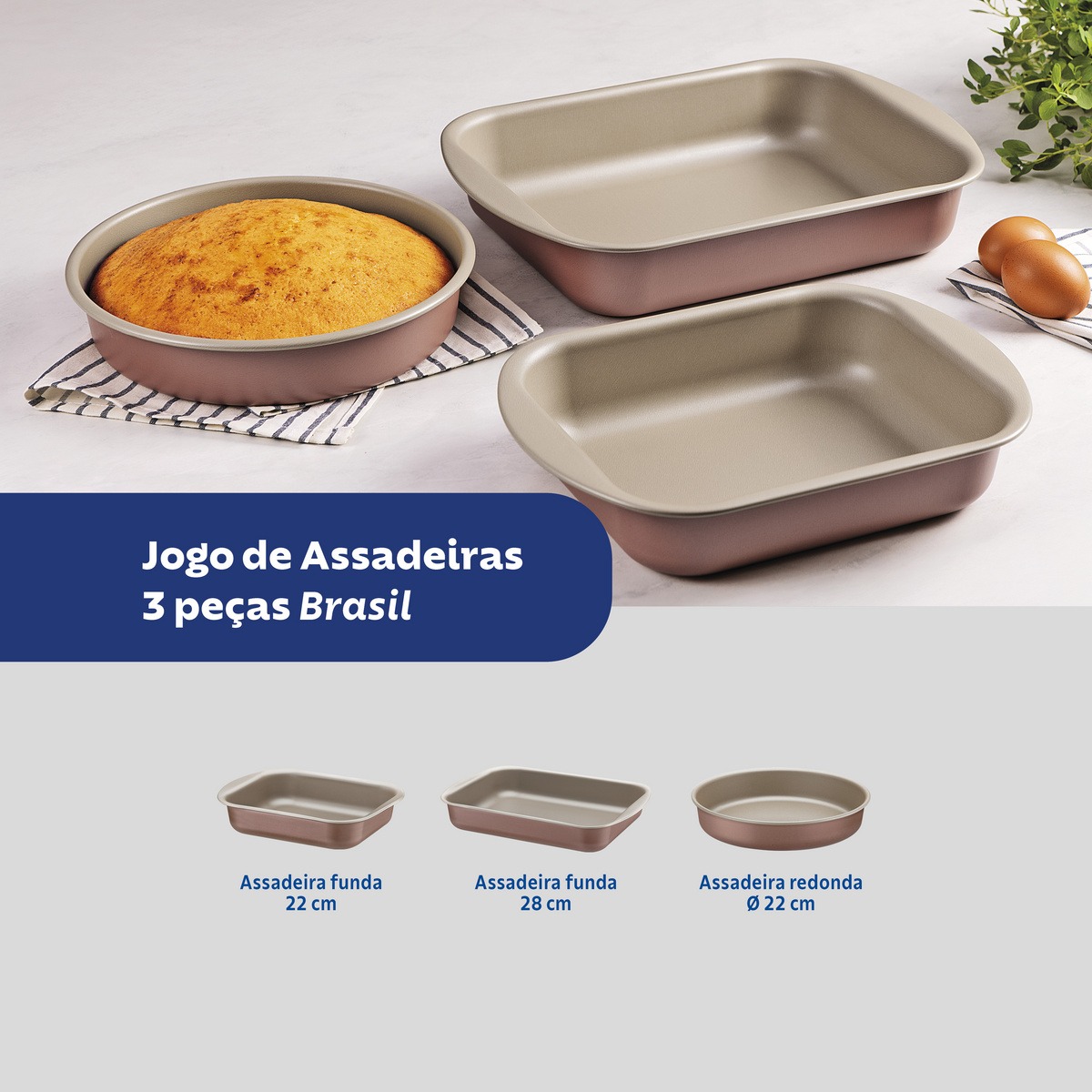 Jogo de Assadeiras Tramontina Alumínio Antiaderente Starflon Max Mocaccino 3 Peças - Imagem 5
